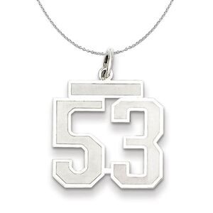 Sterling Silver, Jersey Collection, Medium Number 53 Necklace - 24 In